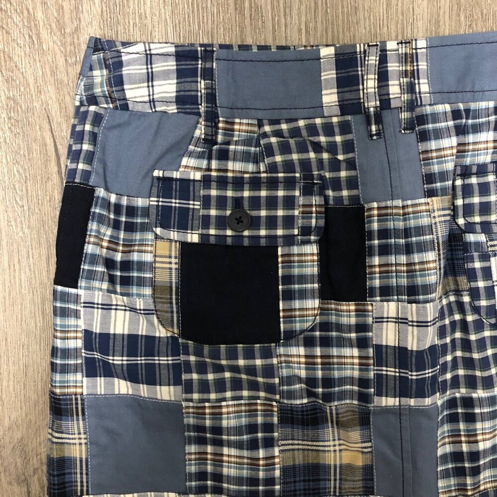 Loft Madras Plaid Skirt Women’s Size 12 Blue White Preppy Patchwork 100% Cotton - Picture 7 of 10
